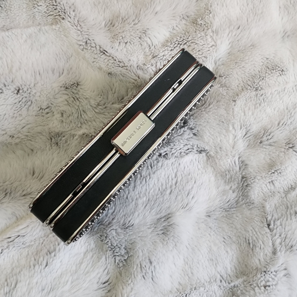 Michael Kors Black and Silver Studded Clutch - Picture 11 of 12